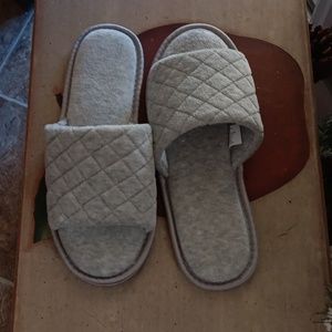 Gray slip on slippers